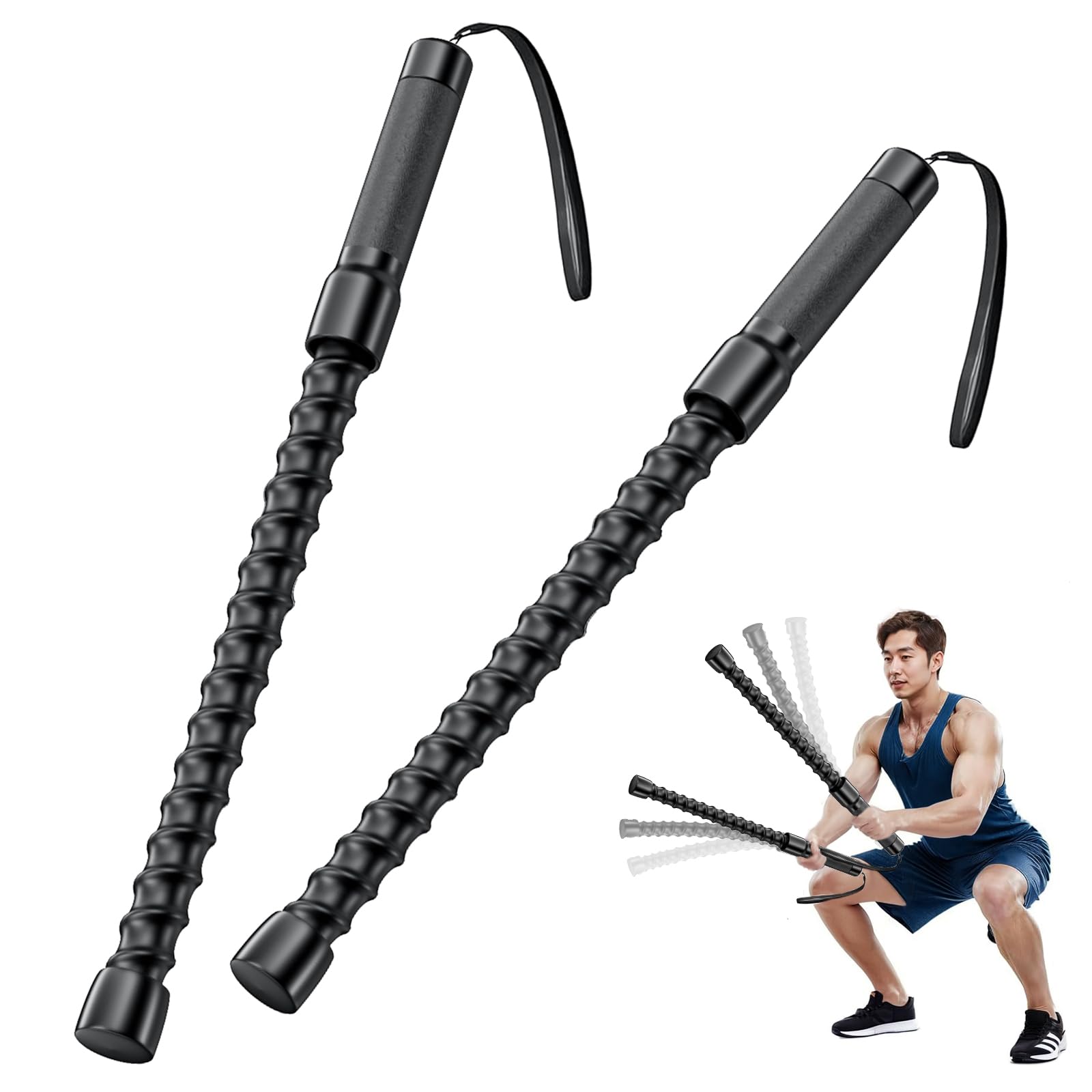 Cordless Battle Rope Training Rope for Home Use Strength Training Exercise Fitness Home Rope Battle Training Muscle for Men and Beginner to 2 Black - чёрный