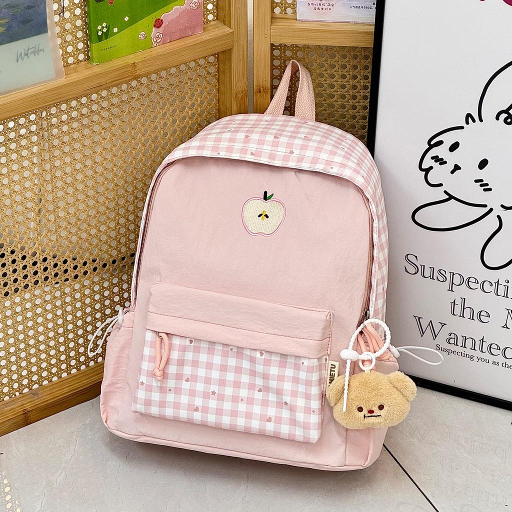 Schoolbag Japanese ins Casual Plaid School Bag Female Junior High School Student Elementary School Versatile Cute College Backpack Travel Backpack