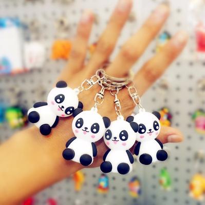 1Pc Trendy Keys Chains Silicone Cute Panda Cartoon Keychain Bag Pendant Key Ring Gift for Women