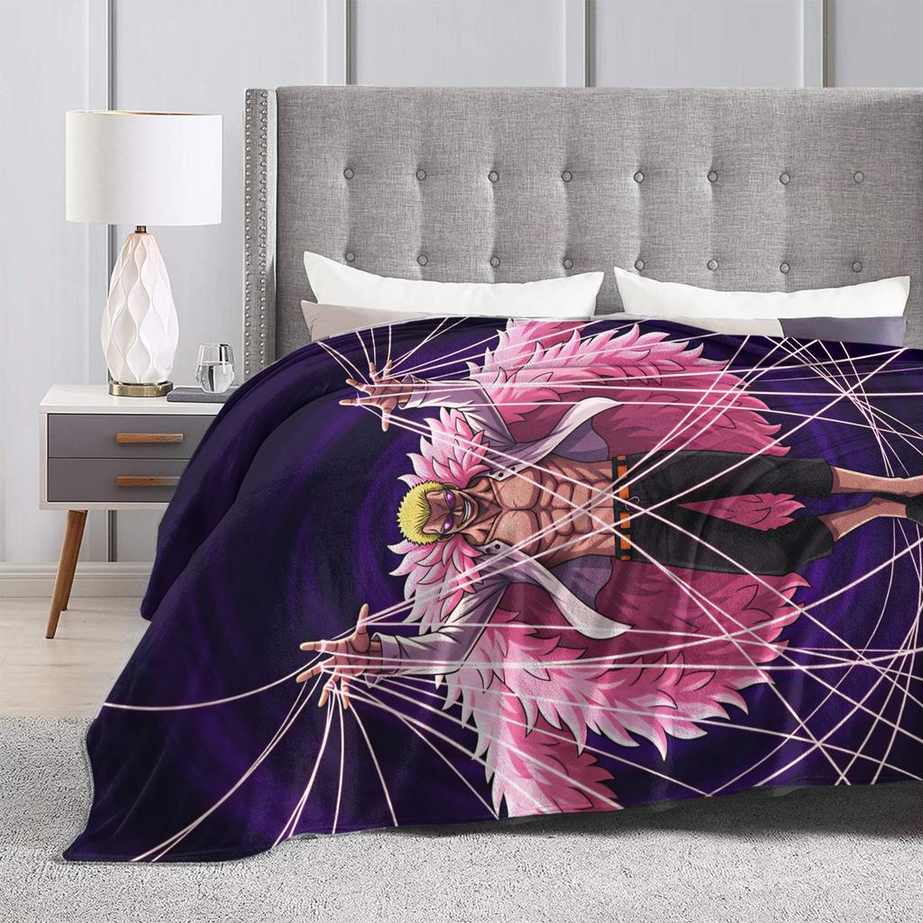 Donquixote Doflamingo Plush Blankets Student One Pieces Flannel Throw Blanket For Living Room Warm Soft Custom Quality Bedspread