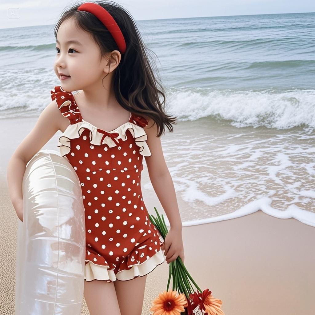 

2025 Купальник-платье в горошек для девочек – Милый и стильный детский купальник 80 красный