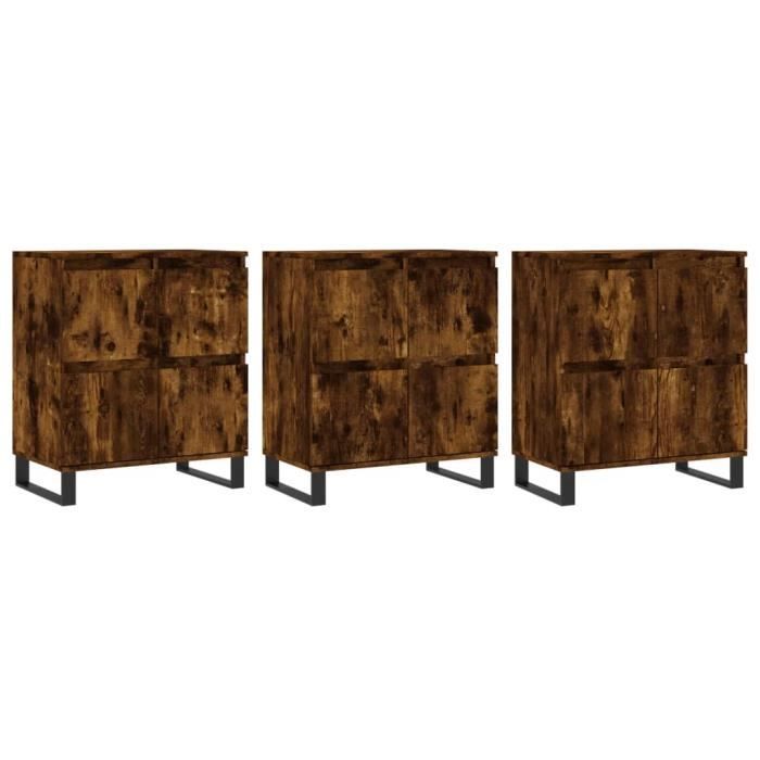 VidaXL Buffets 3 pcs Chêne fumé Bois d'ingénierie 3190210