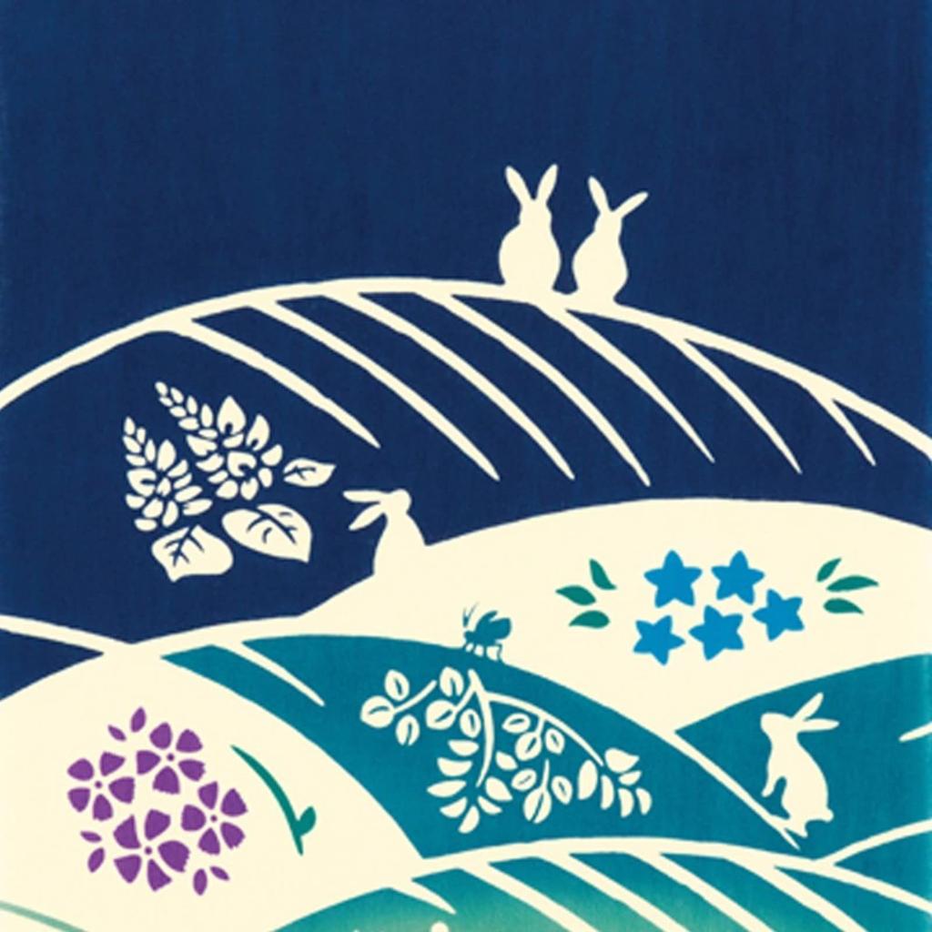 Miyamoto Towel Miyamoto Kenema Tenugui with Awning and Moon 35cm X 50197 (Miyamoto-towel) Co., Ltd. Chū-dyed (Hand Towel) Rabbit, Approx. 90cm,