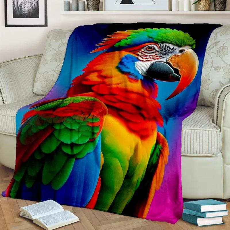 3D Colorful Macaws Parrot Birds Blanket,Soft Throw Blanket for Home Bedroom Bed Sofa Picnic Travel Office Rest Cover Blanket Kid