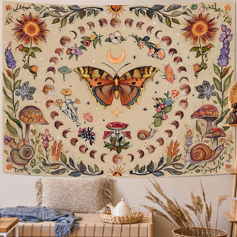 VIKAMA Vintage Bohemian Wall Hanging Butterfly Dance Enchanted Realm Tapestry Banner Tapestry Bedroom Aesthetic Hanging Tapestry