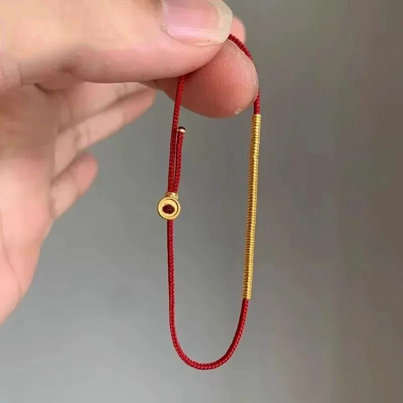 Настоящее серебро 925 пробы, круглые бусины, красная нить, браслеты-обереги для женщин, тонкие ювелирные изделия, минималистичные винтажные аксессуары