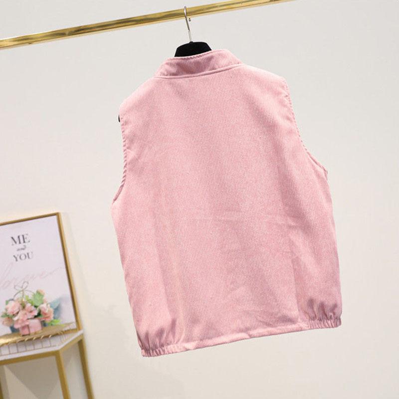 Vest for Women Cotton Winter Sleeveless Tops Vest Vintage Solid-Color Button Thickened Casual V-neck Vest