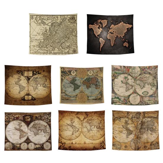 Tapeçaria de Parede Mundial, Pôster de Tecido da Terra para Sala de Estar, Arte de Parede Boho para Quarto, Capa de Fundo Vintage para Dormitório