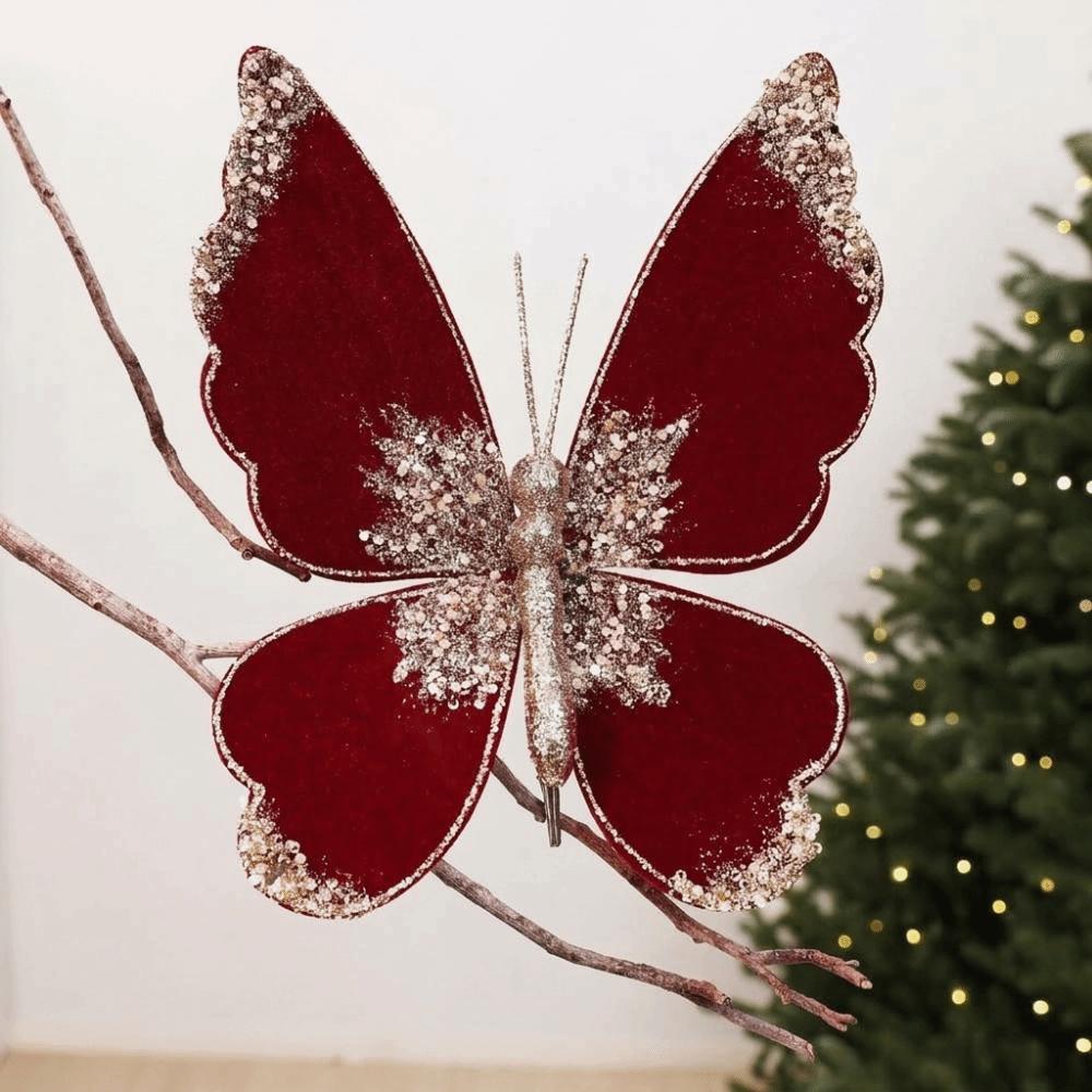 Flocking Artificial Glitter Butterfly DIY Butterfly Tree Hanging Decor Party Decor