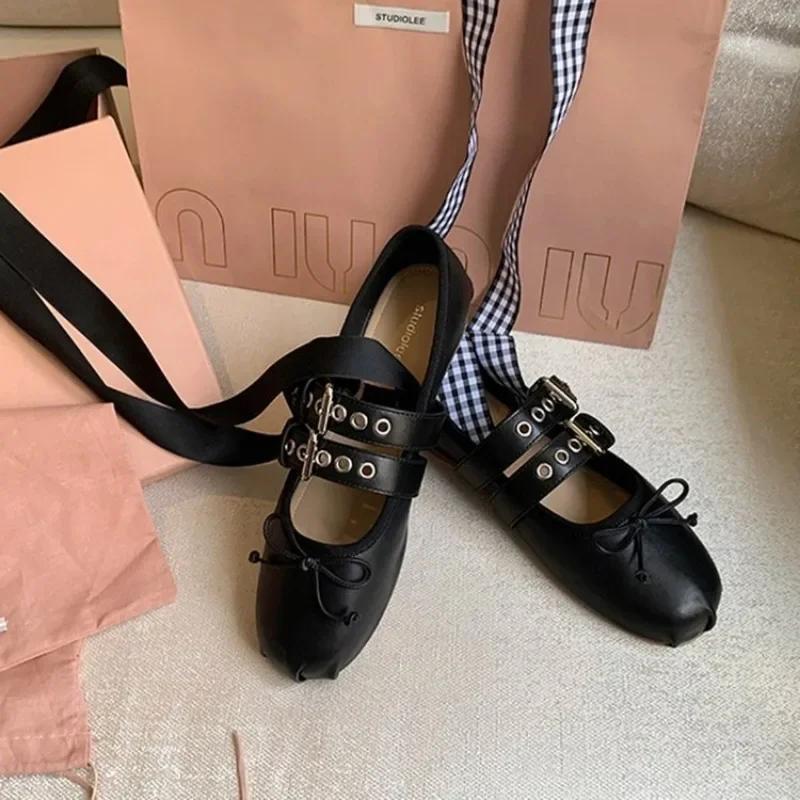Fashion 2025 New Fashion Silk Women Ballet Flats Footwear Lolita Shoes Luxury Autumn Female Butterfly-Knot Round Toe Ladies Dance Shoes