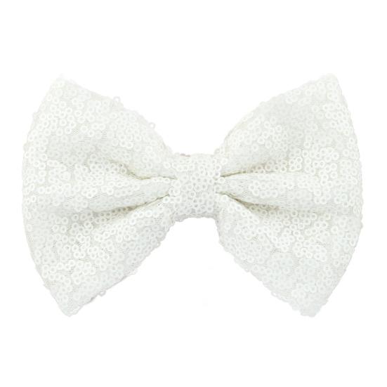 Hairpin Safety Rounded Corner Clip with Burr-Free Metal Spring Bow Shape Shiny Sequin Decoration Hairpin Children Sparkling Hair Accessory