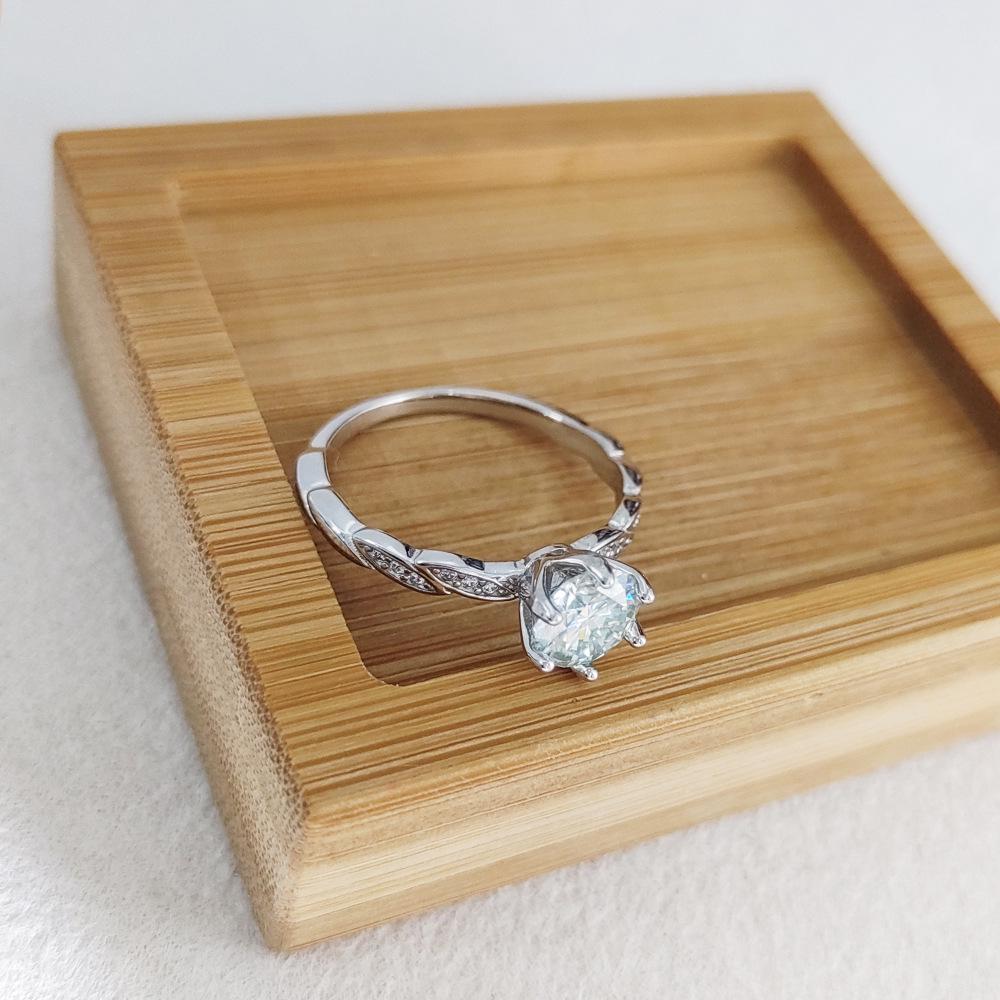 925 Sterling Silver Moissanite Six-Prong Women's Twin Flower Ring
