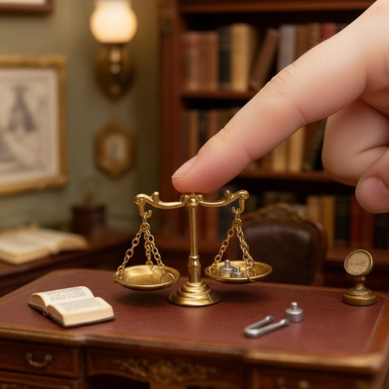 1/12 Miniature Balance Scale Model - Retro Justice Scale for Dollhouse Scene Decor, Micro Scene Photos Prop, Mini Furniture