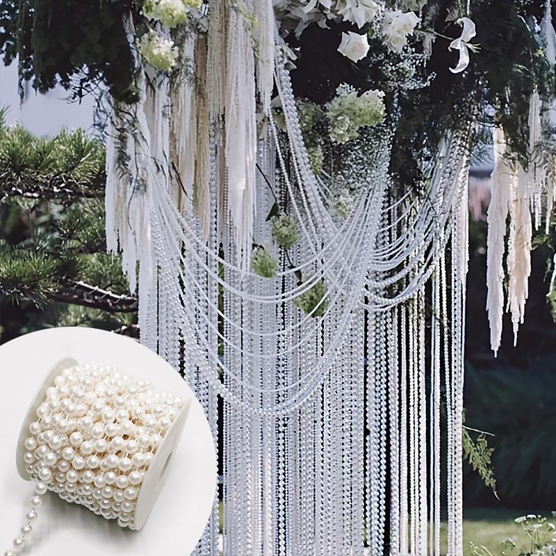 

1PC Faux Pearl Crystal Bead Strands Crafting Pearl Rope Trim Costume Jewelry Connector Beads Lightweight 8MM*10M