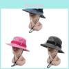 Outdoor Wide Brim Cotton Hat With Windproof Rope For Men And Women Summer Sun Protection