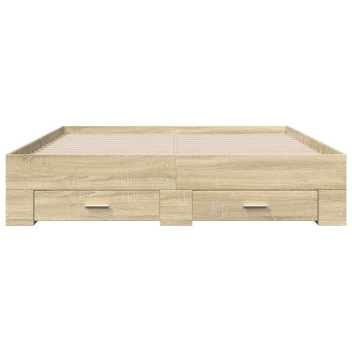 VidaXL Cadre de lit à tiroirs chêne sonoma 160x200cm bois d'ingénierie, lit, lit de rangement, cadre de lit double, lit 3280372