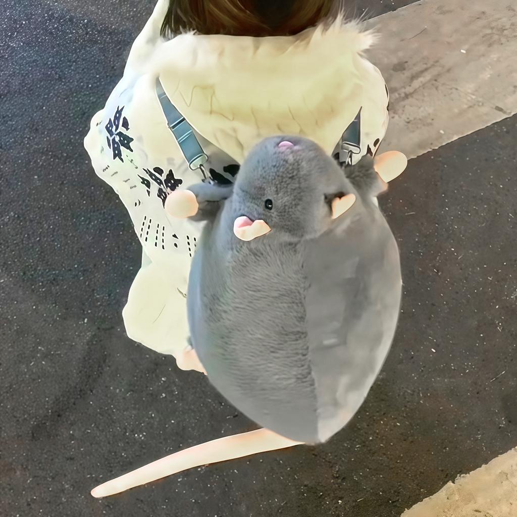 2026 New Design Sense Niche Backpacks Plush Zipper Mouse Shape Funny Fashion Backpacks Large Capacity Commuting Bags