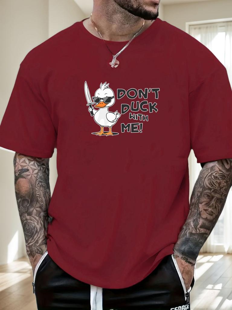 Mens DONT DUCK WITH ME Duck Print Cotton TShirt Short Sleeve Relaxed Fit Soft Breathable Classic Casual Daily Wear Trendy Top