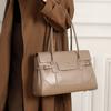 Simple Top Layer Cowhide Leather Large Capacity Bag, Retro Commuting Handbag, Fashionable One Shoulder Armpit Tote Bag