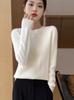 Stylish Women's Half-High Neck Hollow Out Wool Sweater - Long Sleeve Autumn/Winter 2024 Knitwear