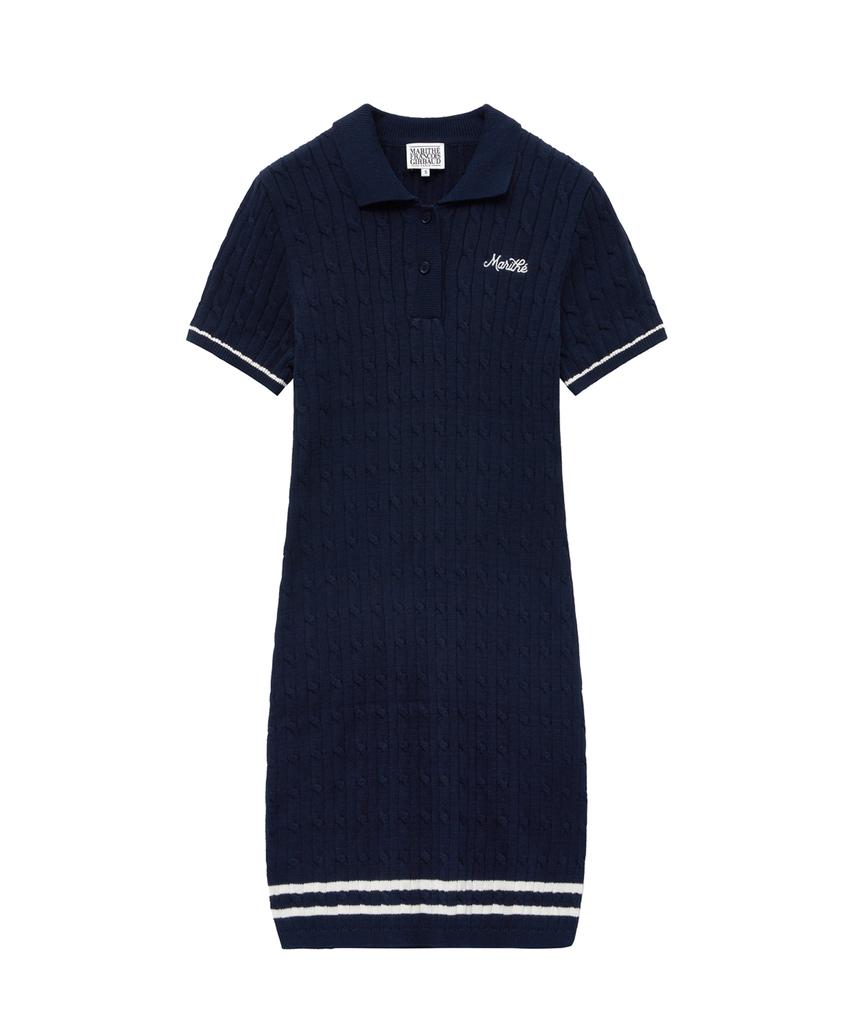 Malitteseupocheu Mouvement Cable Collar Knit Dress Navy