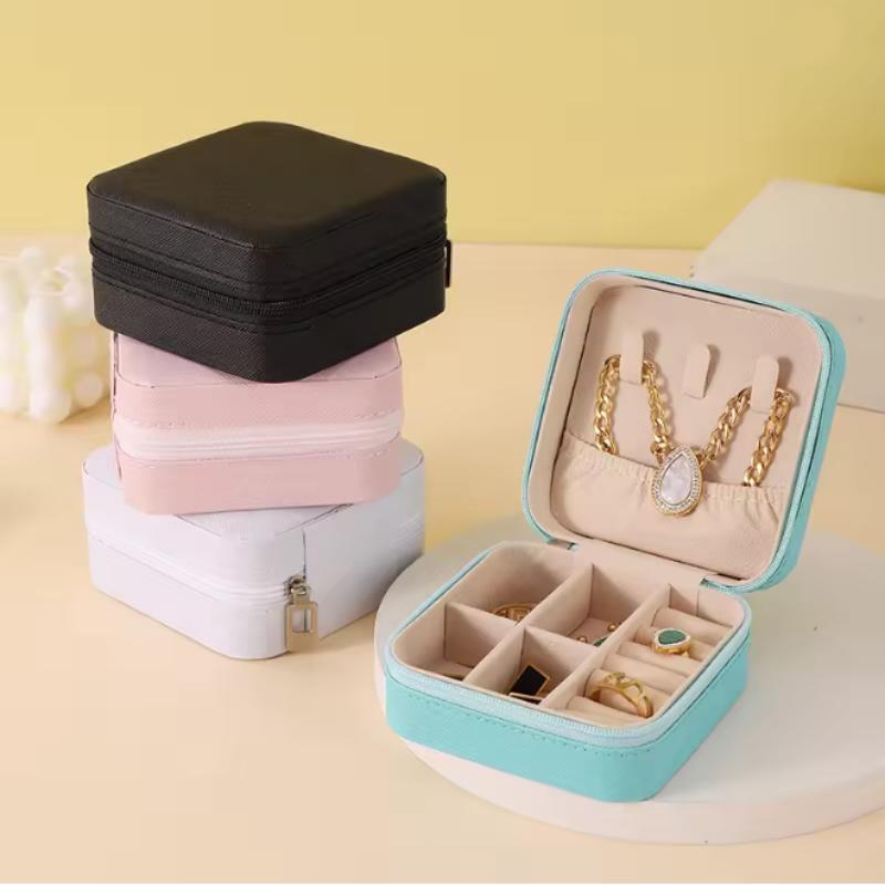 Mini Jewelry Storage Box Portable Home Travel Earrings Necklace Storage Case for Women Ring Organizer PU Leather Display Case