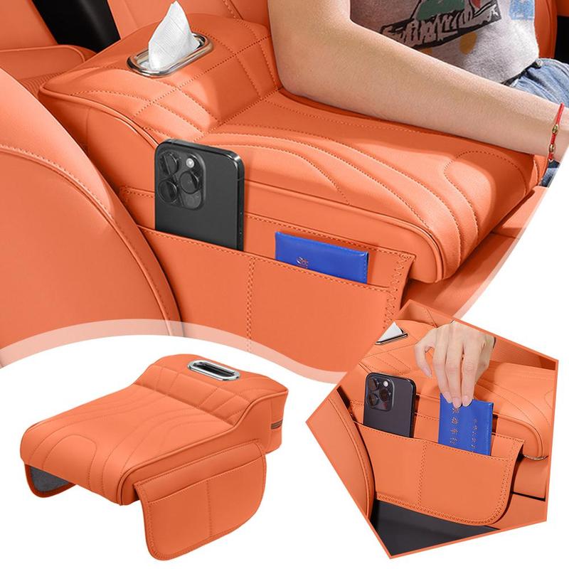 Car 2024 2025 Universal Armrest Pad Height Increase Leather Box Protective Bag Storage Tissue Boxe Accessorie Interior Car Cover