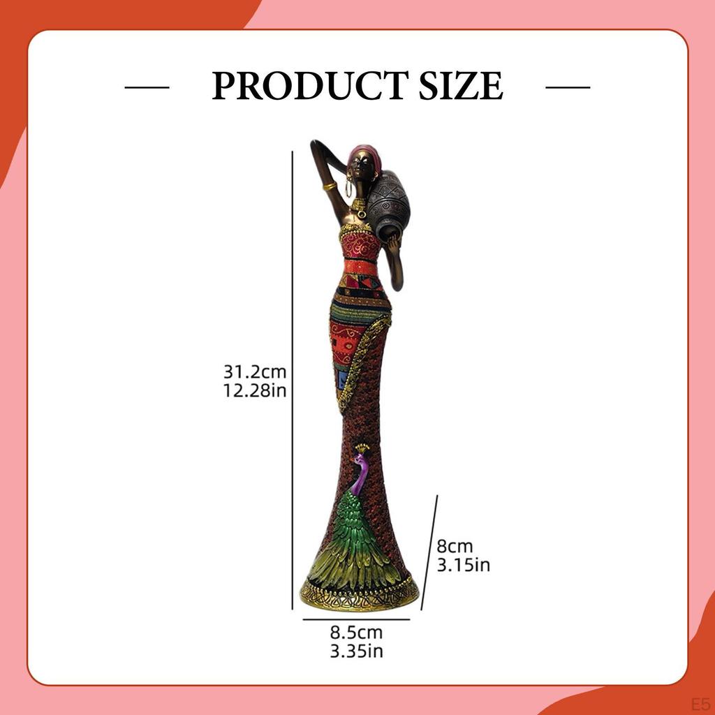 African Figurine Handmade Modern Statues and Sculptures Unique Women Statue for Office Shelf