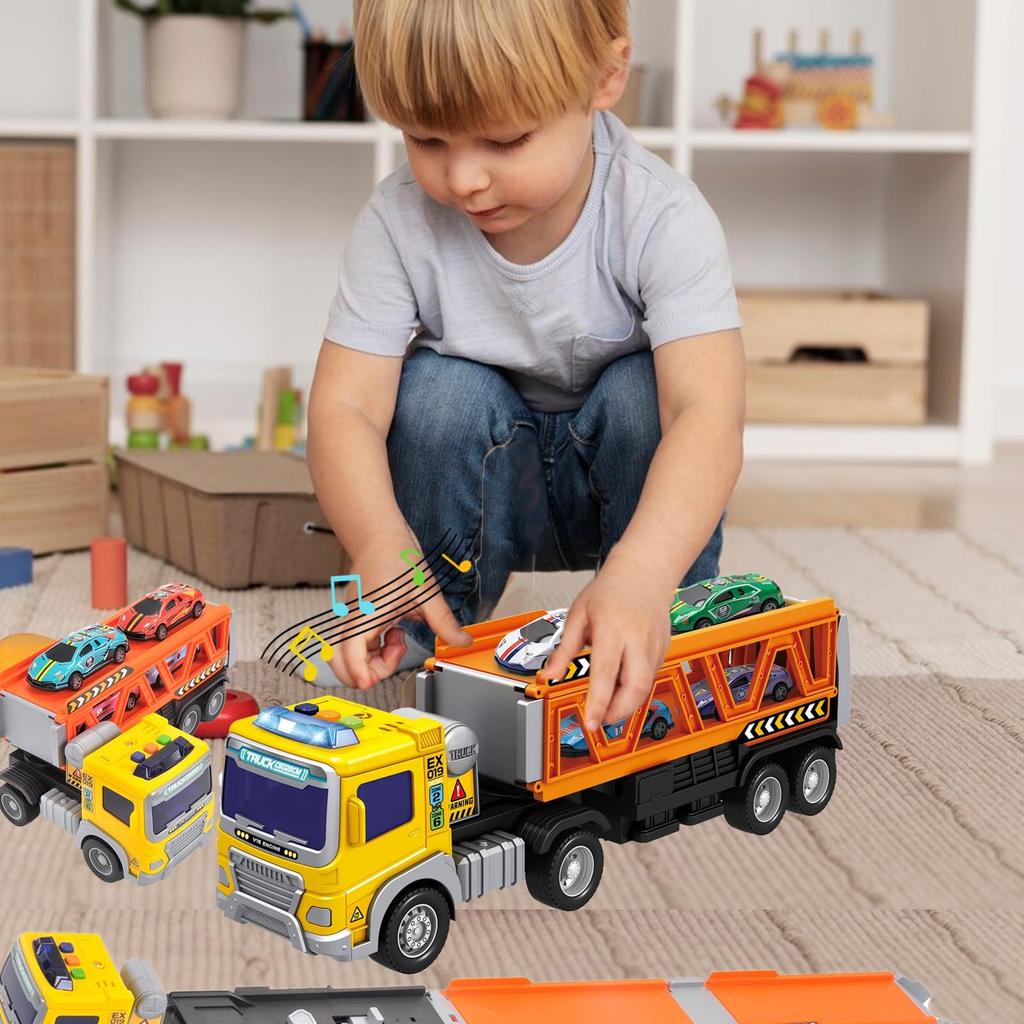KeyAngel Car Toy Construction Vehicle Set New Catapult Style Light and Sound Boys Toy 2 3 4 5 6 Years Old Working Vehicle Toy Birthday Gift Ranking