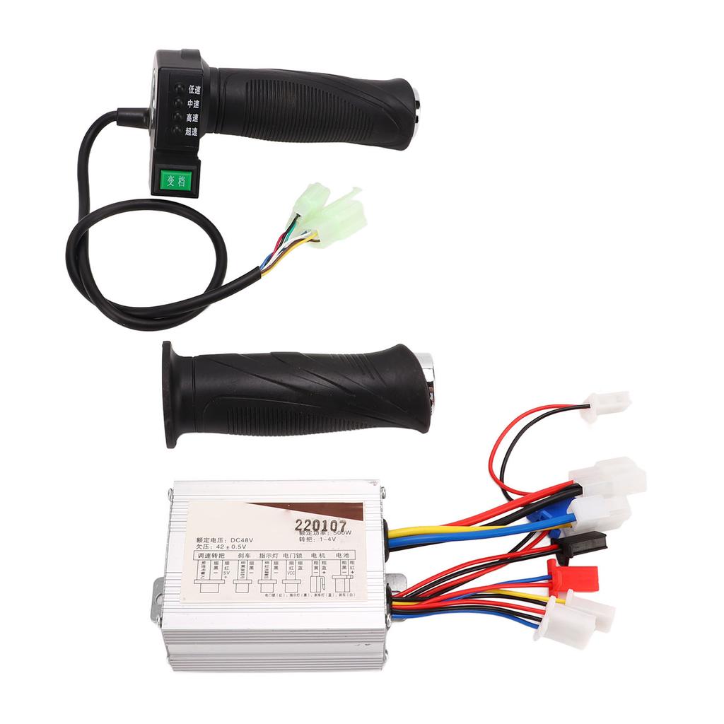 Brushed Motor Controller Kit Aluminum Alloy Shell 48V 500W 4 Speed Throttle Twist Grip Handle for Electric Bike