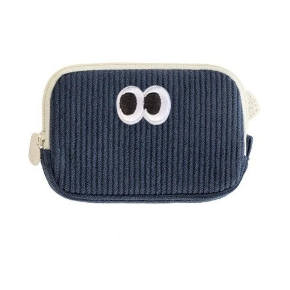 

Portable Embroidered Coin Purse Corduroy Multifunctional Card Bag Multi Layer with Zipper Storage Bag Multi-Purpose Use синий