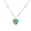 HECHENG,Rainbow Necklace ,Love Heart Necklace,Colorful Lucky Zircon,For Women ,Stainless Steel