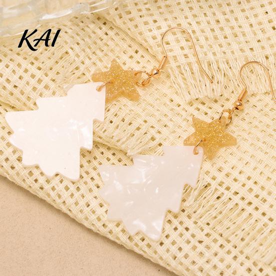 Christmas Theme Jewelry Gifts 1 Pair Tree Earrings, Glitter Acrylic Star Xmas Shape Dangle Earrings for Holiday Gatherings Festive Gift New Year Party