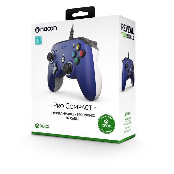 Manette Gamepad - Nacon - Pro Compact - Bleu - USB - Personnalisable