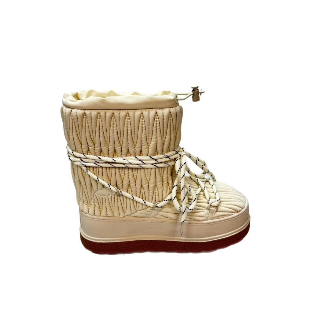 2024 Classic Lambswool Pleated Mid-Calf Ski Boots with Thick Soles