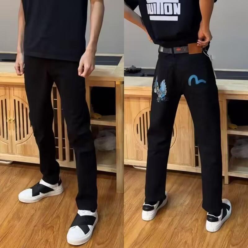 

Мужские джинсы с накладным задним карманом, выстиранные, универсальные, прямые, повседневные брюки S чёрный