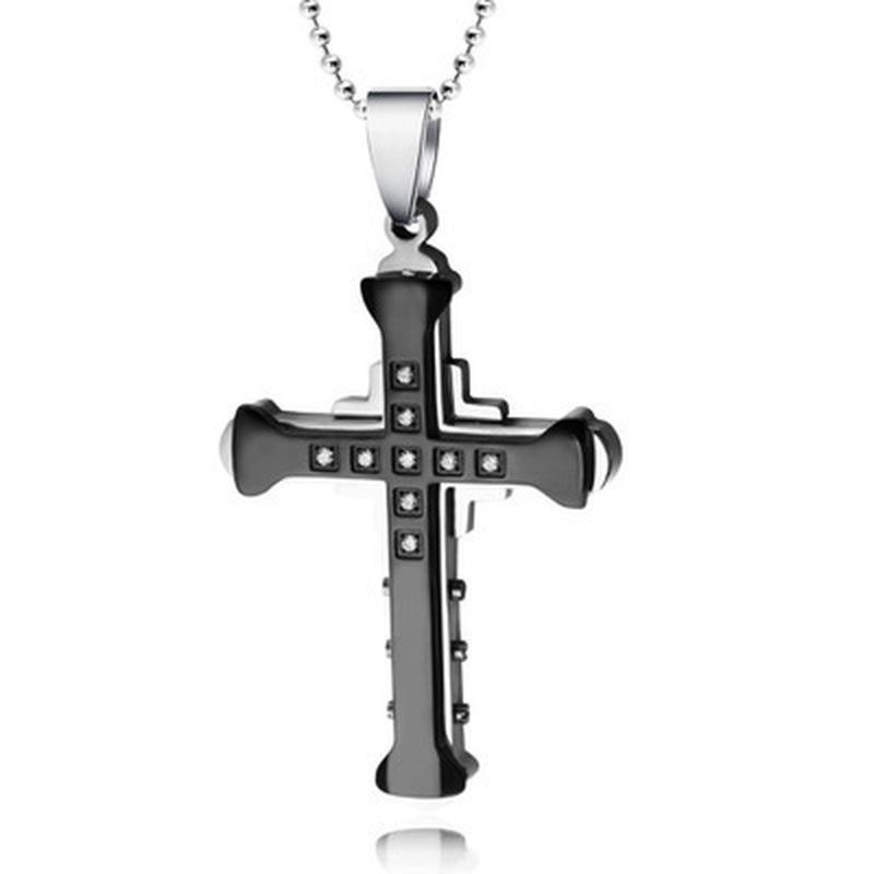 Fashionable Men Jesus Cross Zircon Necklace Gold Plated Cross Pendant Hip Hop Necklaces for Men Jewelry Party Anniversary Gift