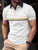 Summer men's short-sleeved POLO shirt Fashion casual comfortable breathable striped design sports men's short-sleeved Polo shirt