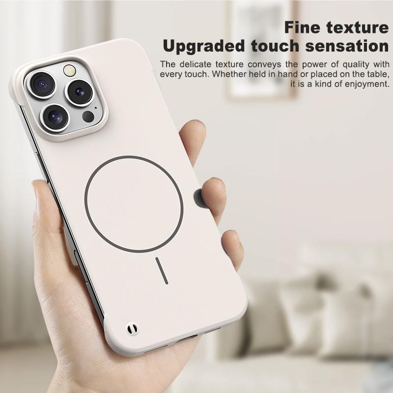 Luxury Frameless Slim for Magsafe Phone Case For iPhone 16E 15 Pro 14 Pro Max 13 12 Wireless Charge Shockproof Magnetic Hard PC Bumper Cover