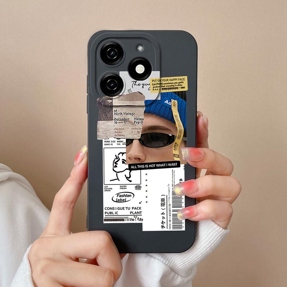 For Tecno Pova 6 Pro 5G Pop 8 Spark 20C 20 Itel A70 A18s Phone Cover Case Fashion Girls Boy High Quality Shockproof Soft Liquid Silicone Shell Housing