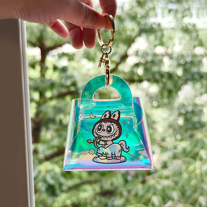 Labubu New Ins Girl Transparent Laser Change Bag Student Mini Coin Key Chain Bag