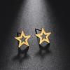Teamer Fashion Stainless Steel Stud Earring Star Pentagram Triangle Korean Earrings for Women Girls Gifts Gold Color Ear Jewelry