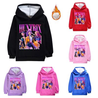 5003 Kids Girls Kpop Rumi Zoey Mira Print Rumi Zoey Mira Children Long Sleeves Velvet Warm Winter Hoodie