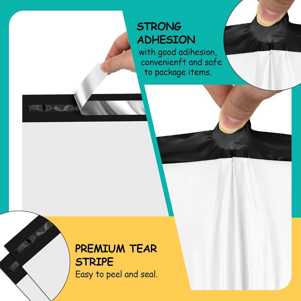 Poly Mailers 10x13 Inch 25 Pcs - Waterproof and Tear Resistant Shipping Bags for Small Businesses - White Packaging Bags with Self-Sealing Closure -