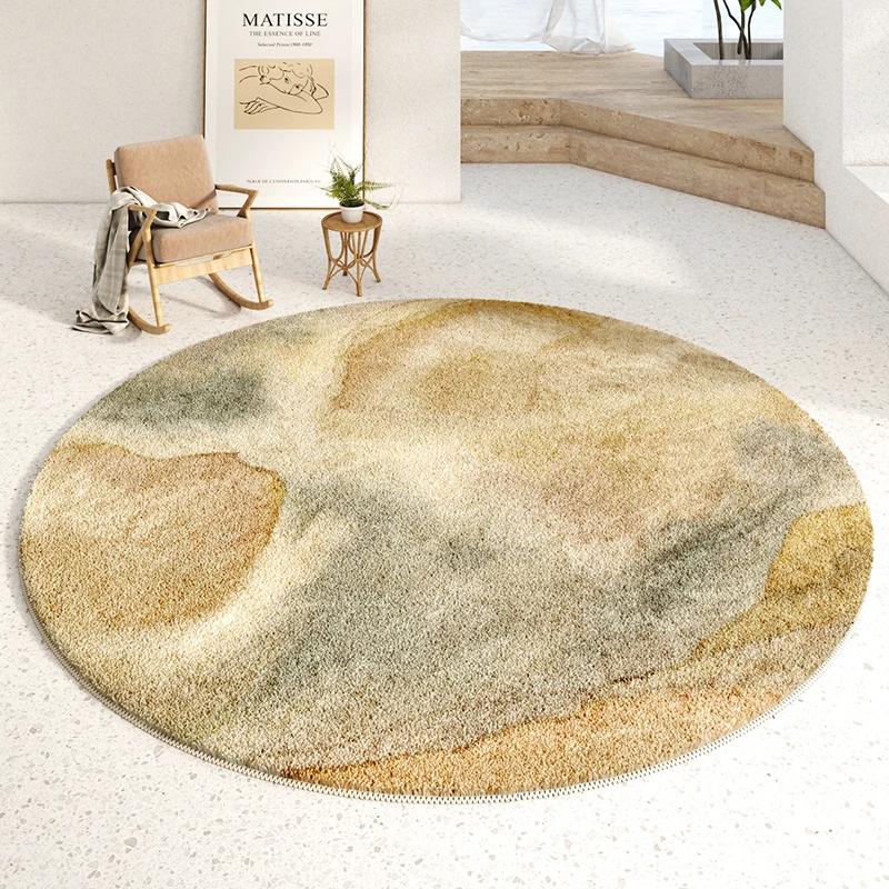 Nordic Abstraction Round Plush Rugs for Bedroom Decor Carpet for Living Room Soft Area Rug Home Thicken Carpet Fluffy Floor Mats