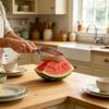 Stainless Steel Watermelon Slicer with Serrated Blade 2-in-1 Triangle Fruit Cutter for Melon Pineapple Multi-Function Divider for Cake Pizza