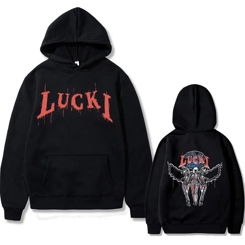 Rapper Lucki Faith Graphic Print Hoodie Male Casual Fashion Men Women Hoodies Fashion Letter Printed Graphic Sweatshirts Loose
