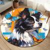 Ink-splattered Colorful puppyRound Area Rug,Carpet Rug for Living Room Bedroom Sofa Playroom Decor,Non-slip Floor Mat