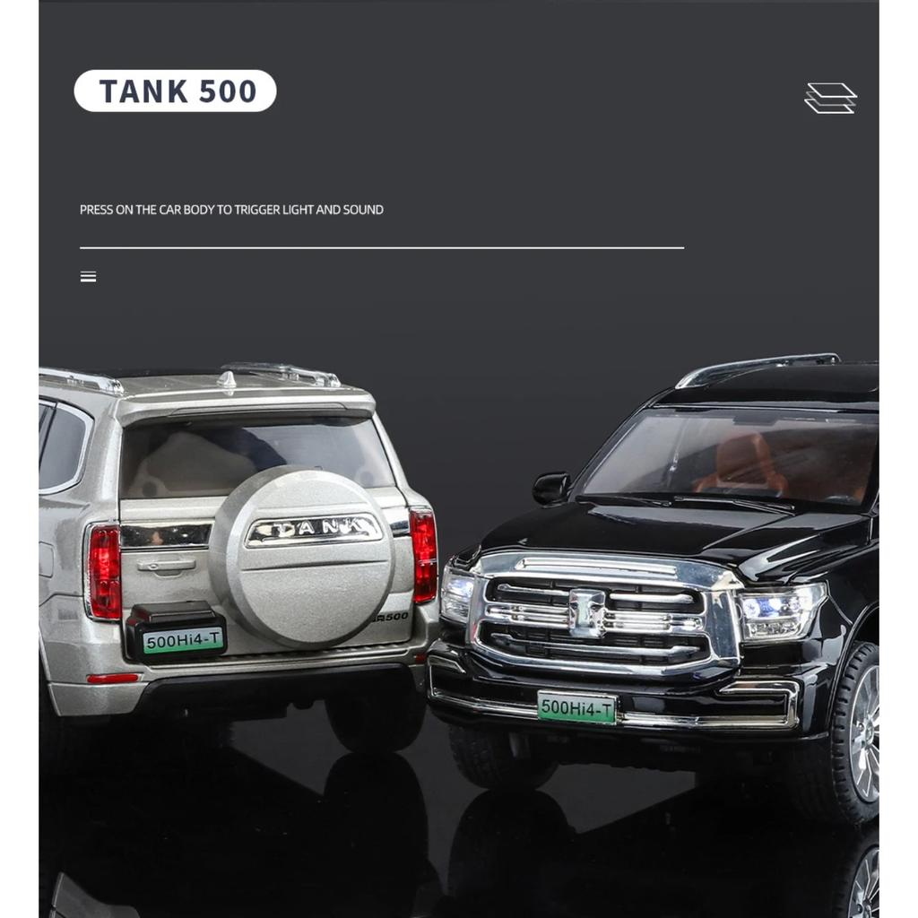 1/24 Scale TANK 500 Hi4-T Alloy Diecast Model New Energy SUV Off Road Vehicle Trendy Ornament Kid Gift Birthday Present for Boys