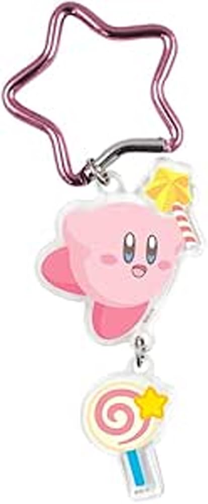 Tees Factory Kirby Star Acrylic Keychain with Star Rod Carabiner, HK-5541711SR